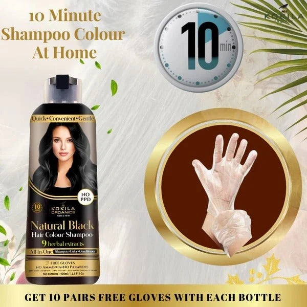 Kokila Hair Dye Shampoo Hair Colour - Natural Black or Brown for Women and Men (BUY 1 GET 1 FREE)