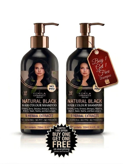 Kokila Hair Dye Shampoo Hair Colour - Natural Black or Brown for Women and Men (BUY 1 GET 1 FREE)