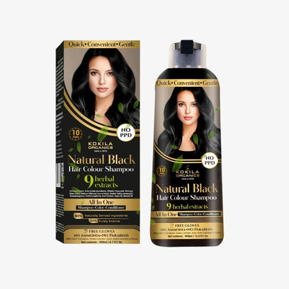 Kokila Hair Dye Shampoo Hair Colour - Natural Black or Brown for Women and Men (BUY 1 GET 1 FREE)
